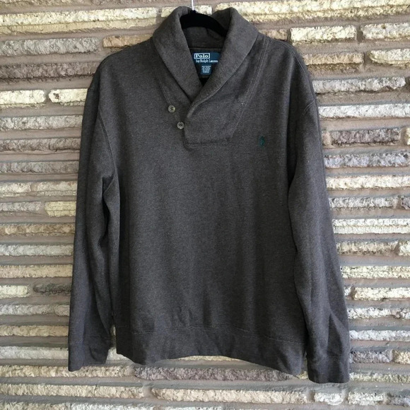 Polo by Ralph Lauren Vintage Brown Fleece Lined Estate Shawl Collar Sweater - Picture 9 of 9